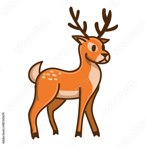 Fototapeta Naklejka Na Ścianę i Meble -  Hand drawn deer cartoon character illustration Animal.