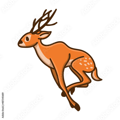 Hand drawn deer cartoon character illustration Animal.