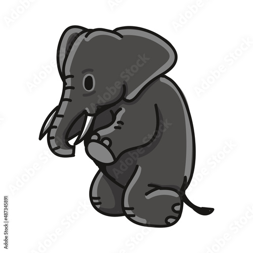 Hand drawn elephant cartoon character illustration Animal.