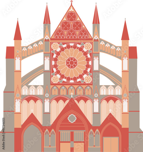 Westminster Abbey. Color image, flat design. Vector.