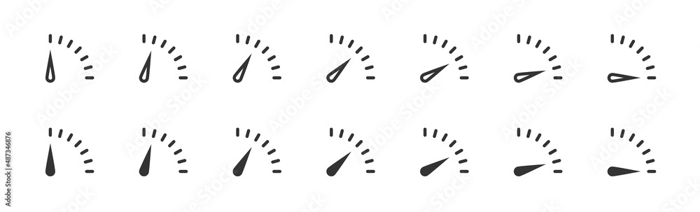 Speed meter icon. Gauge symbol. Line indicator simple illustration in vector flat Speed meter icon. Gauge symbol. Line indicator simple illustration in vector flat
