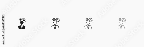 Head with gear icon. Avatar with gear symbol. Cog near avatar vector illustration