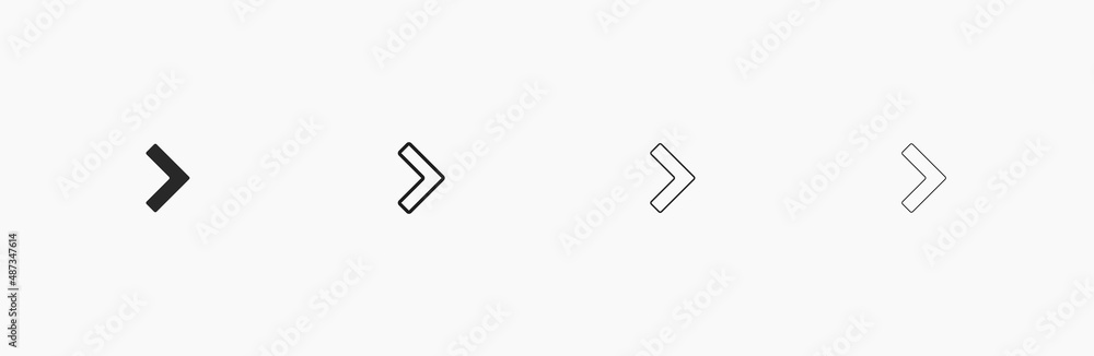 Tick icon. Arrow for navigation vector icon Tick icon. Arrow for navigation vector icon