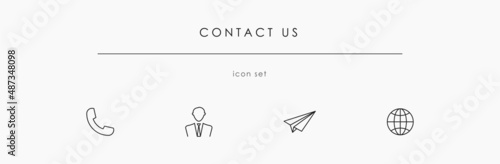 Contact us icons set in isolation. Vector symbols for contact and support. Call center signs. Flat linear contact us icon collection