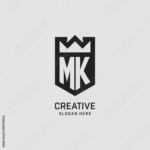 Initial MK logo shield shape, creative esport logo design