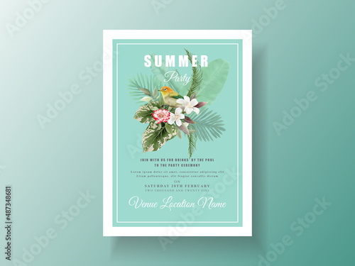Exotic floral tropical party invitation card