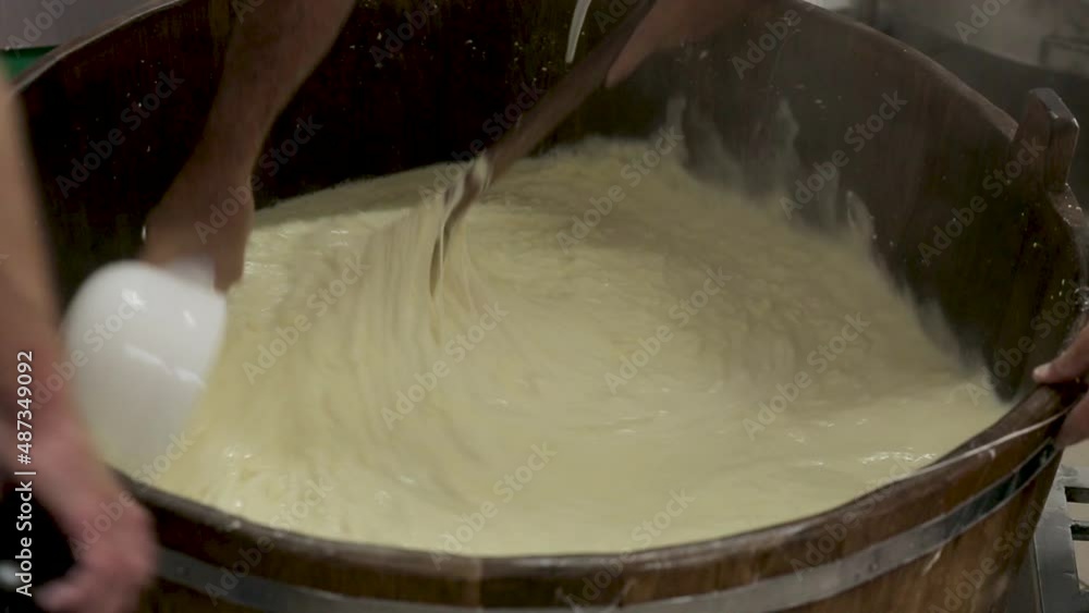 Handmade process production mozzarella cheese making manually cheese