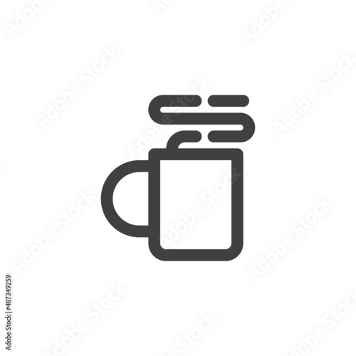 Coffee mug with steam line icon