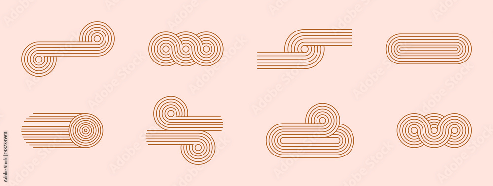 Geometric stripy pattern, design line art shape. Vector linear clipart, editable stroke - obrazy, fototapety, plakaty 