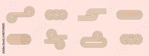 Geometric stripy pattern, design line art shape. Vector linear clipart, editable stroke photo