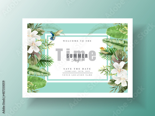 Exotic floral tropical party invitation card