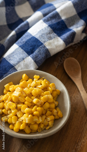 Organic Yellow Steamed Corn in a Bowl