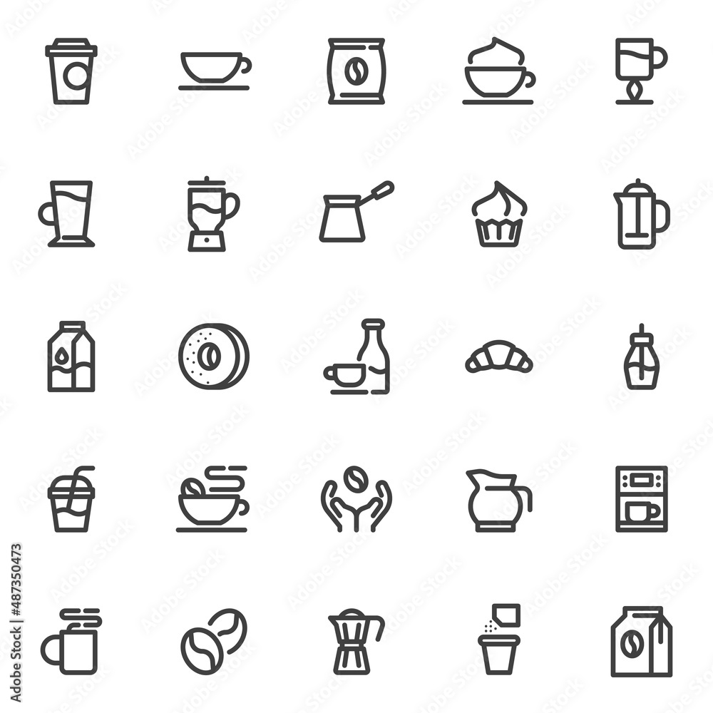 Coffee shop line icons set Coffee shop line icons set