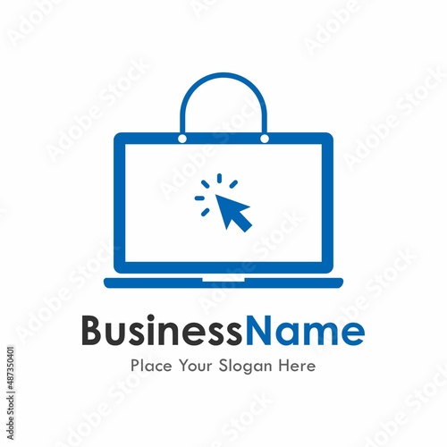 Computer bag and arrow vector logo template. Suitable for business, online shop, web and art