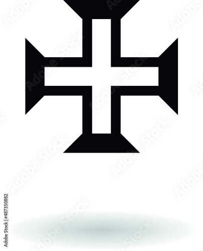 Black cross shape over white background