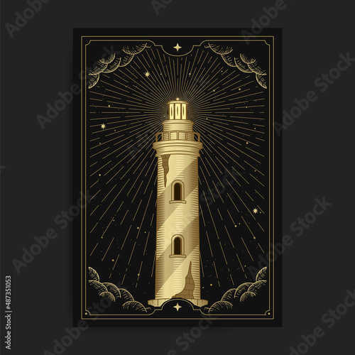 Golden vintage lighthouse