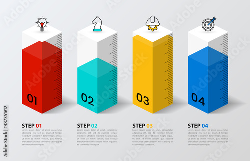 Infographic template with icons and 4 options or steps. Column