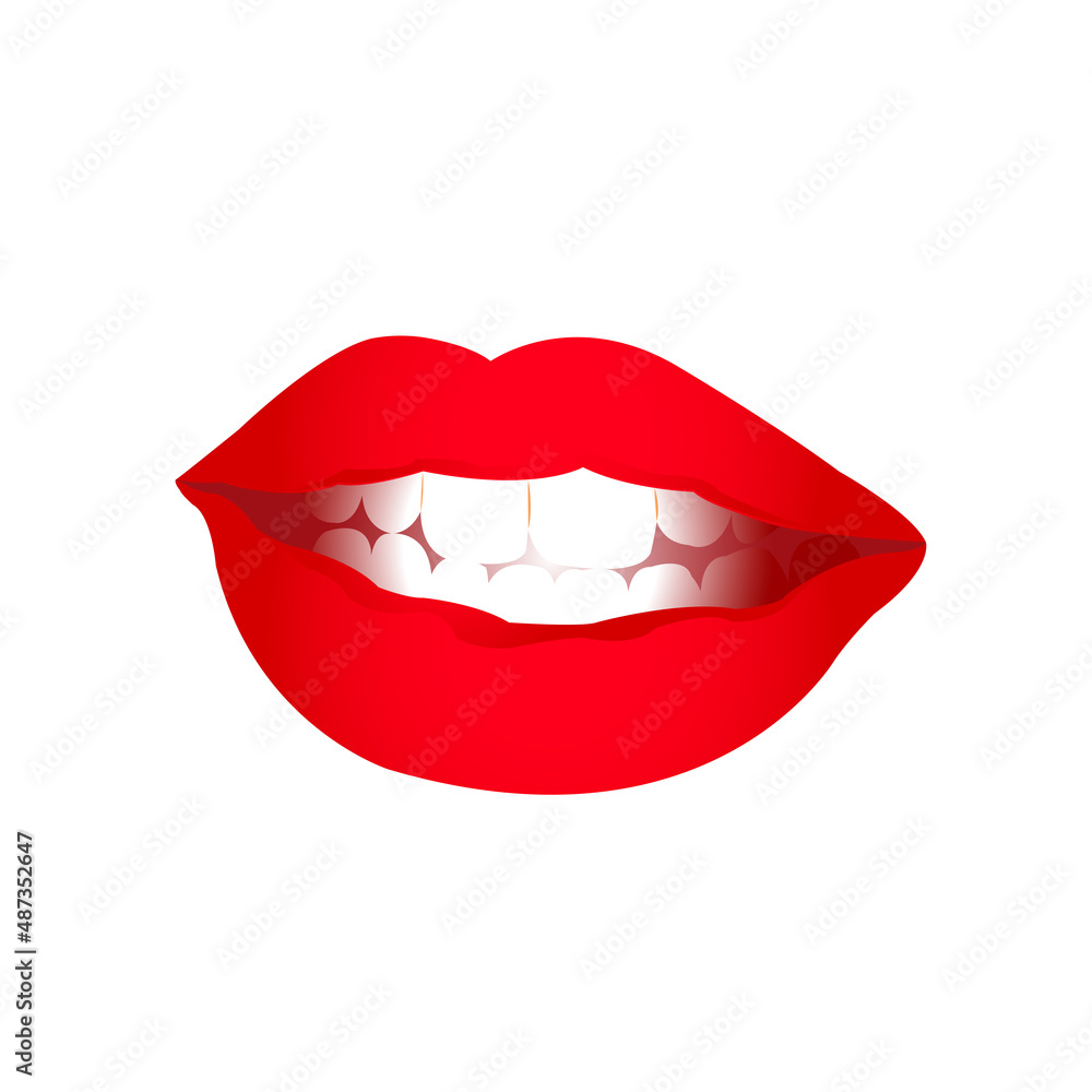 Obraz premium red lips isolated on white