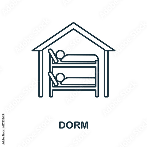 Dorm icon. Line element from university collection. Linear Dorm icon sign for web design, infographics and more.