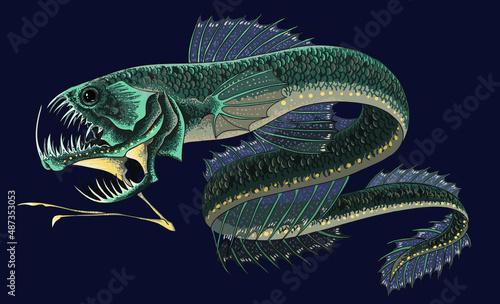 Drawing Sloane monster fish, monster characters, biggest, agressive, art.illustration, vector