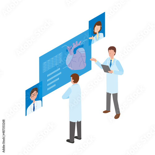 手術の打ち合わせを遠隔会議で行う医療関係者