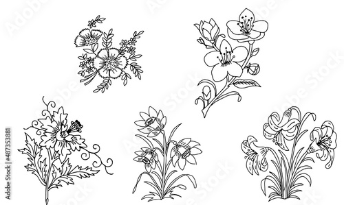 set of flowers