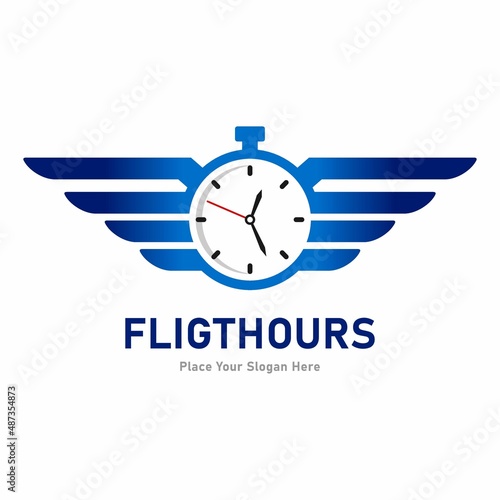 Flight hours logo vector template. Suitable for business, web, art and symbol