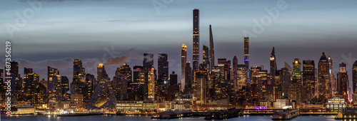 Manhattan panoramic view during early dark morning, long exposure detail shot, perfect fo web design. © Stock fresh 