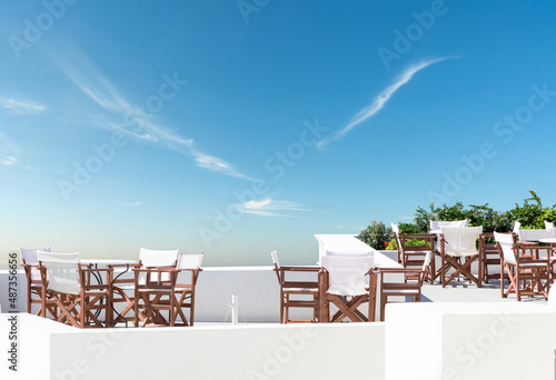 Fototapeta Naklejka Na Ścianę i Meble -  Restaurant terrace under beautiful sky
