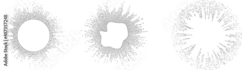 Big data futuristic design . Digital visualization . Particles stream . Gritty textured shape .Binary background . Technology information concept. Flow lines . Vector