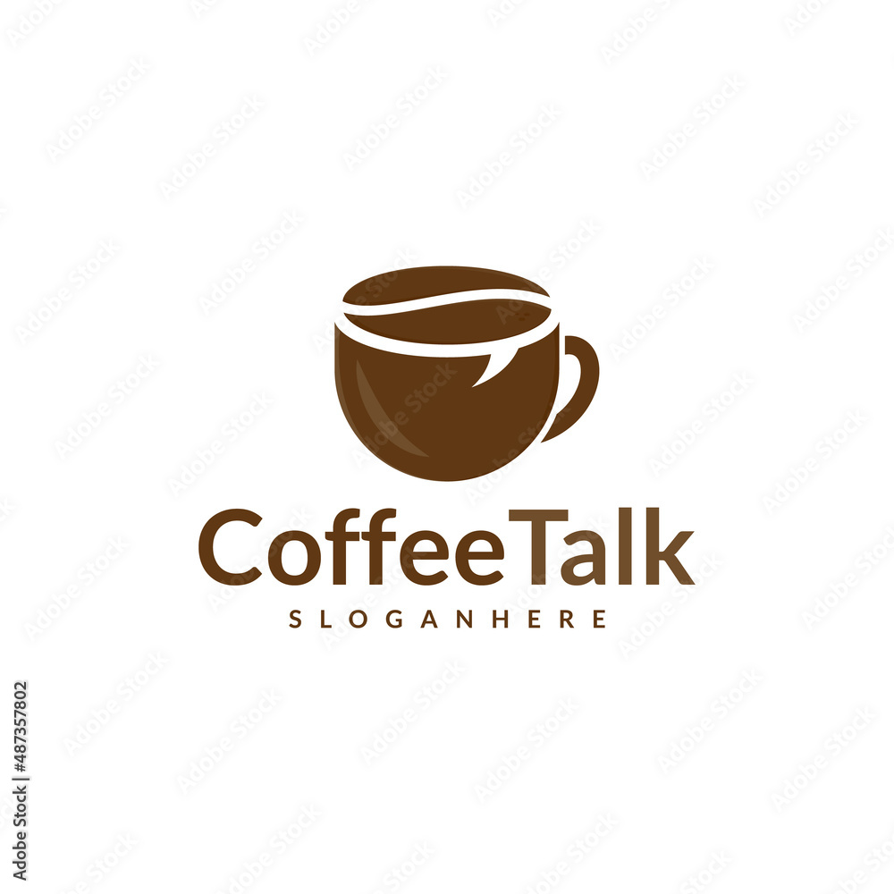 Coffee talk logo design vector. Coffee Cup and Chat Speech Bubble Icon Coffee talk logo design vector. Coffee Cup and Chat Speech Bubble Icon