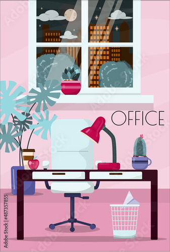 Flat vector banner template for office, business solutions, startup, time management, planning and strategy. Modern cartoon illustration concepts for website, office work, freelance, distance work