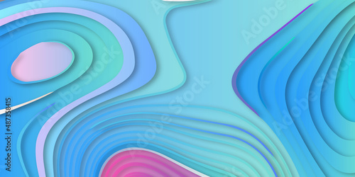 Abstract blue background with waves . Creative and geometric design in illustration with Abstract papercut and multi layer cutout geometric pattern on vector green pattern on vector green color .