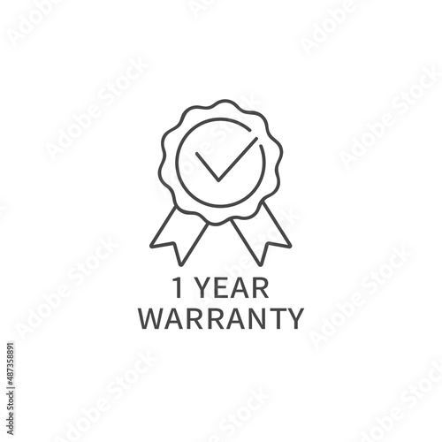 Vector icon or emblem for e-commerce security. 1 year warranty badge. photo
