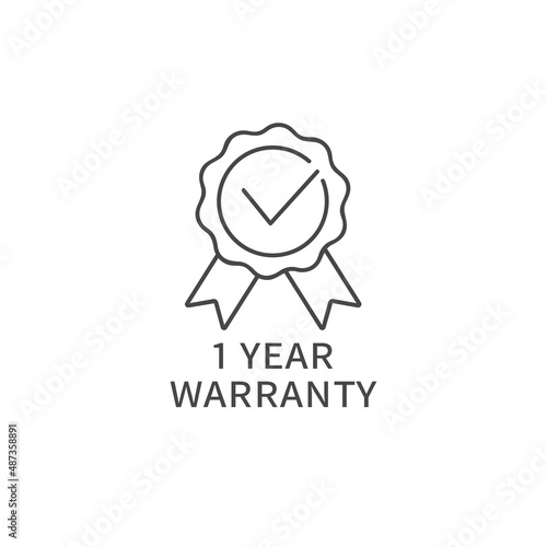 Vector icon or emblem for e-commerce security. 1 year warranty badge.