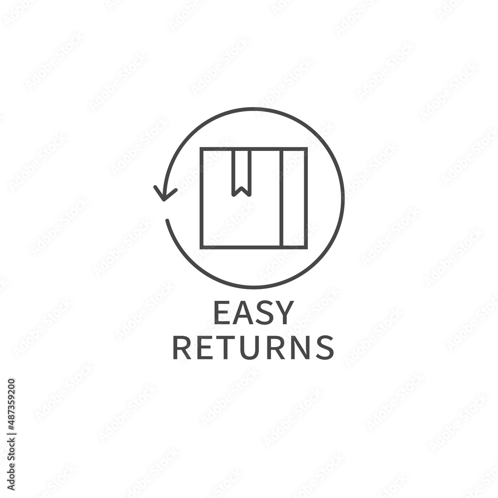 Vector icon or emblem for e-commerce security. Easy returns delivery badge. Vector icon or emblem for e-commerce security. Easy returns delivery badge.