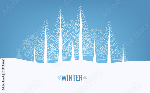 Winter Blue Banner With Fir Tree With Gradient Mesh, Vector Illustration