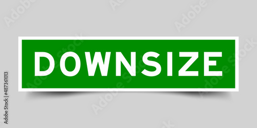 Sticker label with word downsize in green color on gray background