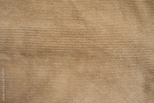 View of light brown corduroy fabric from above