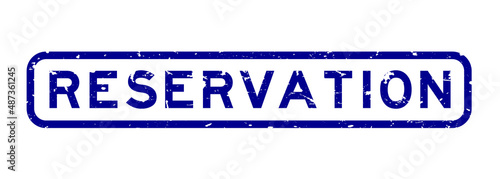 Grunge blue reservation word square rubber seal stamp on white background