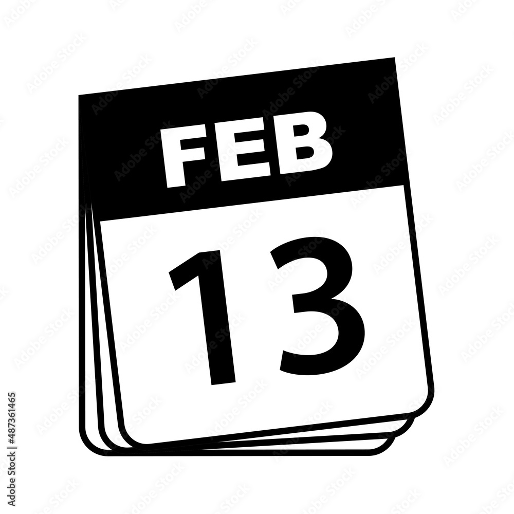 February 13. Calendar Icon. Vector Illustration. February 13. Calendar Icon. Vector Illustration.