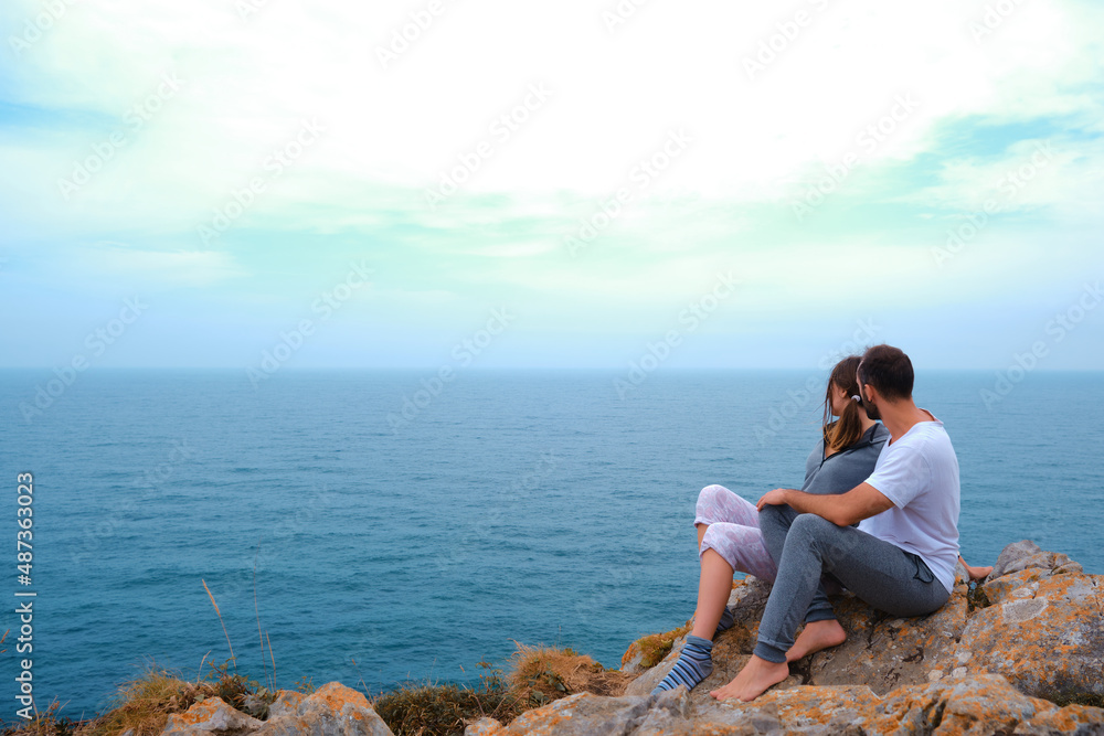 Couple on vacation on the coast Couple on vacation on the coast