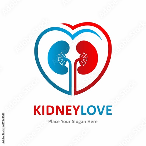 Kidney love vector logo template. Suitable for business, health, web and art