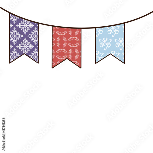 illustration of a festive garland in the form of colorful flags