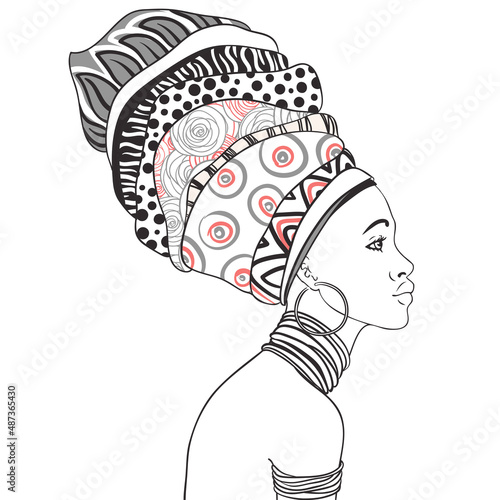 Portrait of beautiful African woman with earring (profile view)