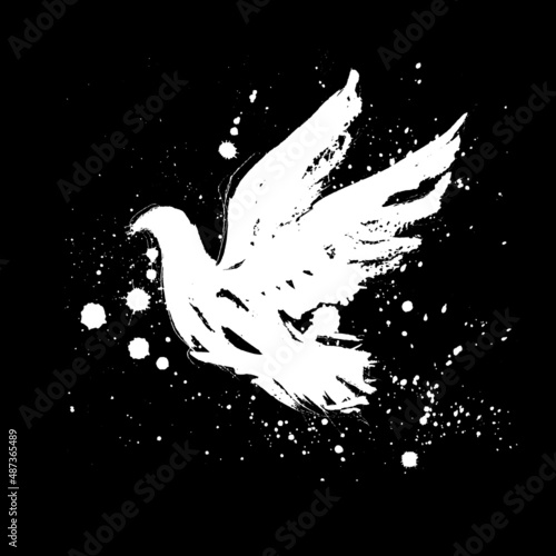 White Silhouette dove on a dark background Fototapete