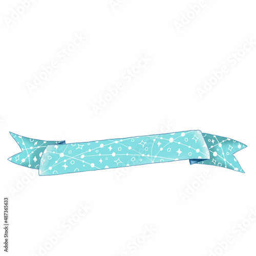 pencil hand drawn decorative colored blue ribbon