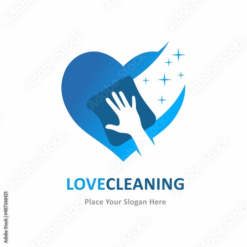 Abstract love cleaning vector logo template. Suitable for business, web, cleaning service and design