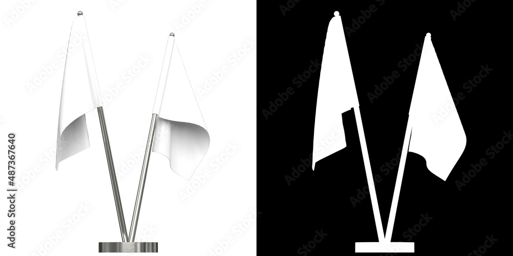 3D rendering illustration of table top flags with stand 3D rendering illustration of table top flags with stand