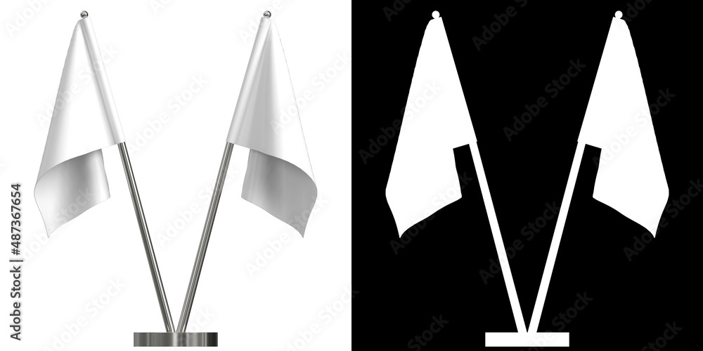 3D rendering illustration of table top flags with stand 3D rendering illustration of table top flags with stand